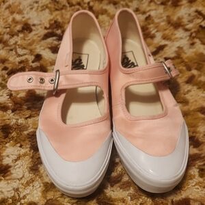 Vans Pink and White Mary Jane Flats